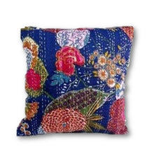 Load image into Gallery viewer, Kantha Pillow Cover Blue
