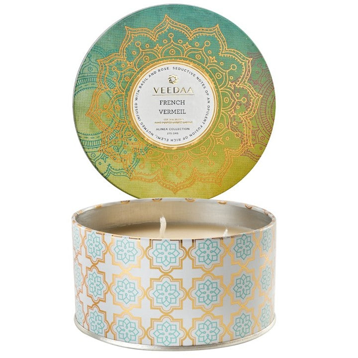 French Vermeil 3 Wick Tin Candle
