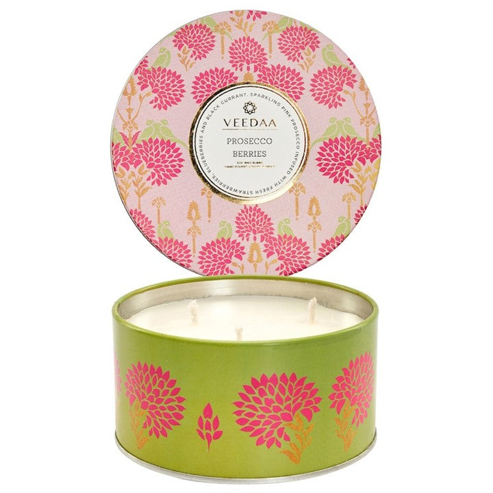 Prosecco Berries 3 Wick Tin Candle